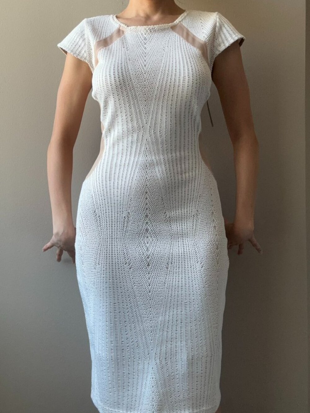 Ivory and nude mesh dress